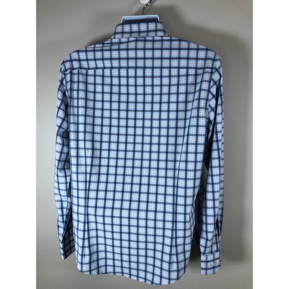 Mizzen + Main Men’s Long Sleeve Button Down Shirt Size L Blue And White Plaid - Picture 5 of 12